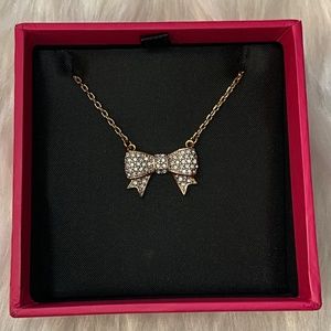 pave bow wish necklace